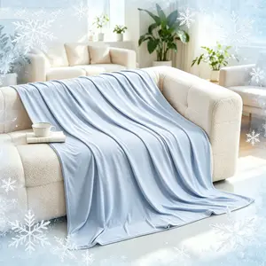Reversible Cooling Blanket, Ultra-Soft Arc-Chill Q-max >0.42 Air-Conditioning Throw, Lightweight Smooth Breathable Single-Layer Blanket for Hot Sleepers at Home, Office, Car and Travel, Soft Blankets