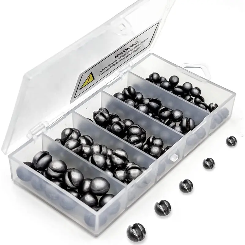 Split Shot Fishing Weights, Removable Split Shot Sinkers, Assorted 5/6 Sizes Fishing Tackle Available in 120PCS & 200PCS Pack Options