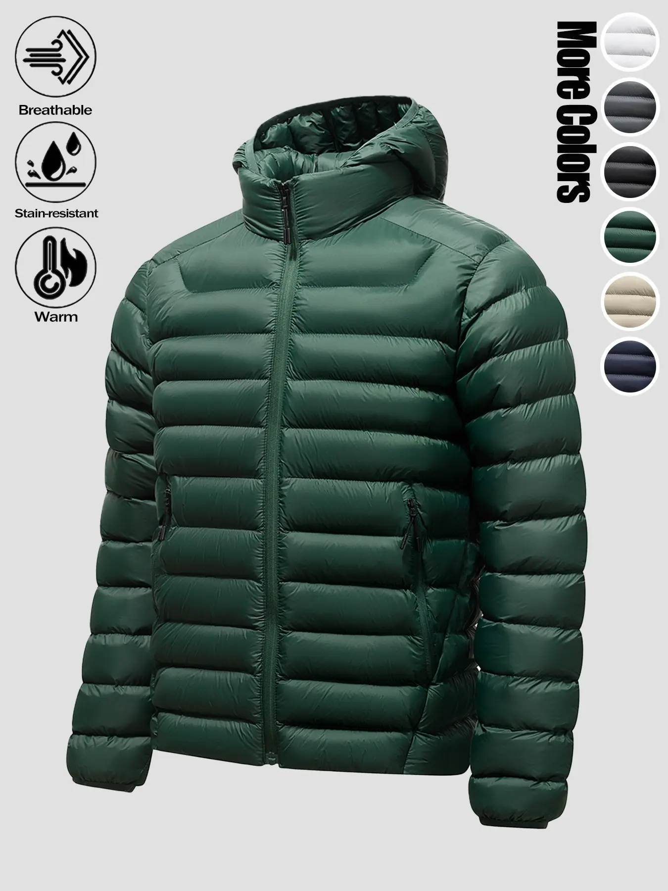Men's Must-have Loose Breathable Thick Warm Quilted Puffer Jacket Coats Detachable Hood Zipper Pockets 100% Nylon Basic Outerwear Outdoor Multiple Colors for Daily Commute Wild Adventure Hiking Skiing Cold Casual Outfits