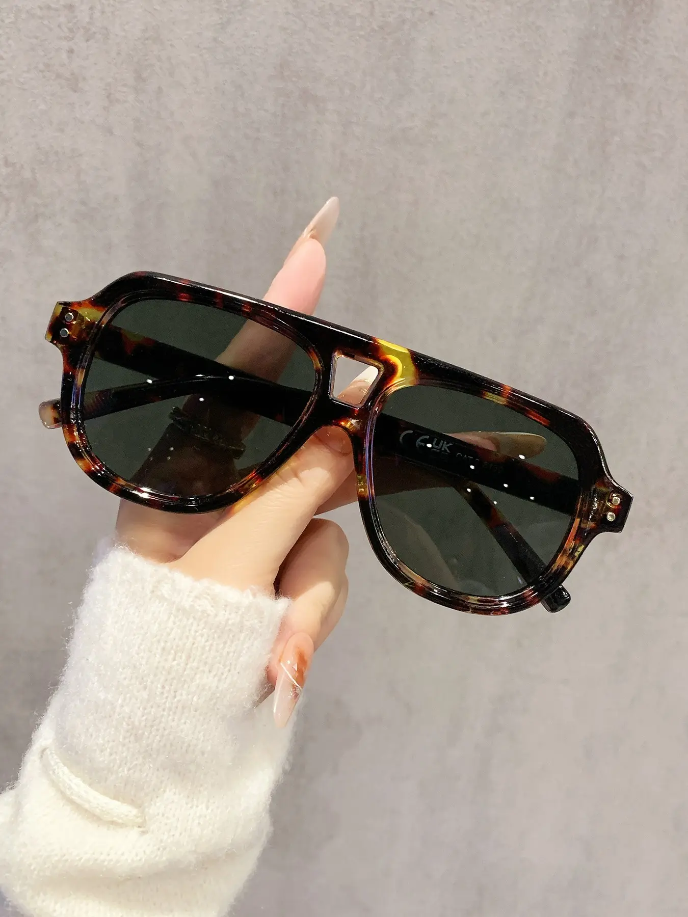 Women's Fashion Sunglasses, Fashionable Sunglasses, Summer Beach Accessory, Casual Large Pilot Frame, Perfect for Outing and Back-To-School Season, Summer Shades