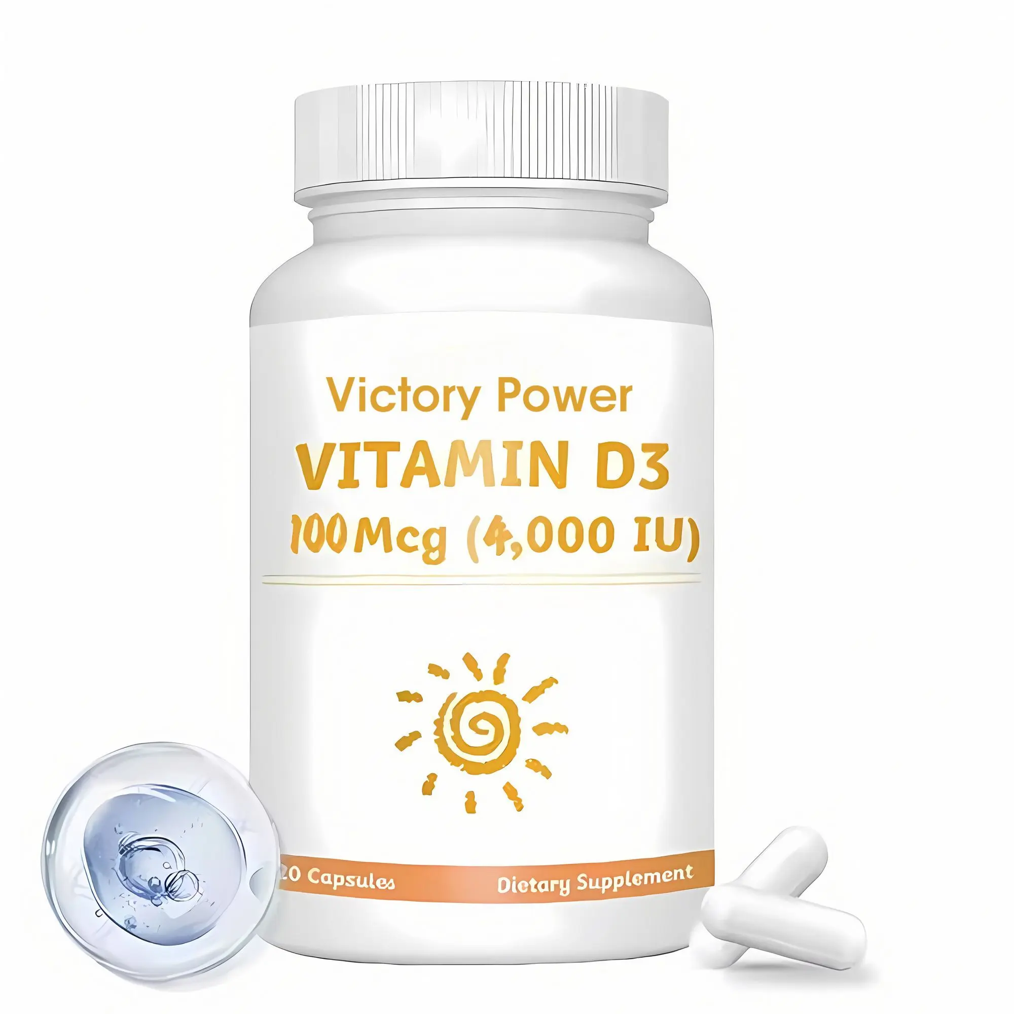 Vitamin D3 4000IU Dietary Supplement Capsules - Supports Immune Health, Healthy Muscle Function, Bone Health - 120 Capsules