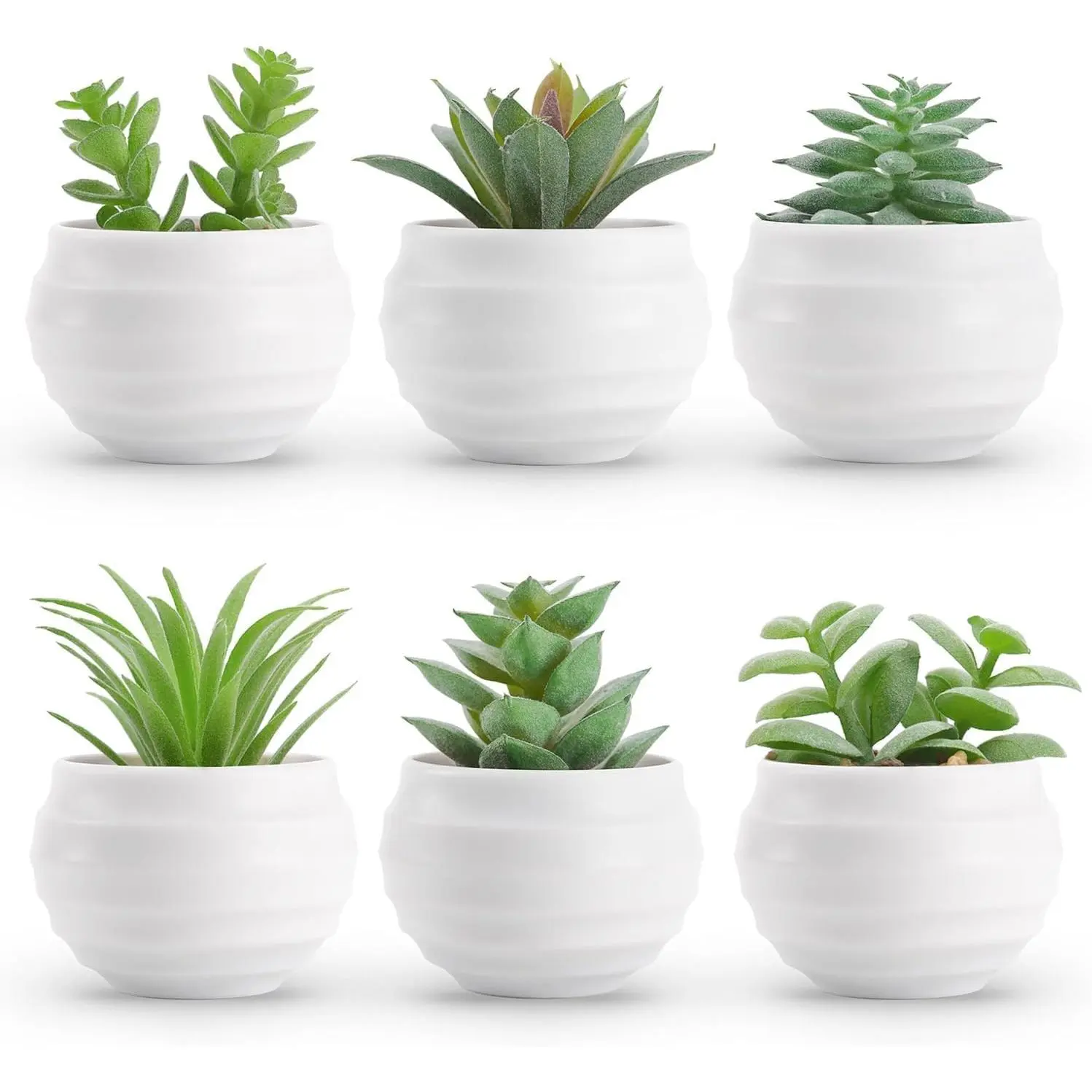 6 Pack Fake Succulents, Small Artificial Succulent Plants for Bedroom, Bathroom & Home Decor, Aesthetic Shelf & Office Desk Decor, Year-Round Faux Plant Gifts for Women