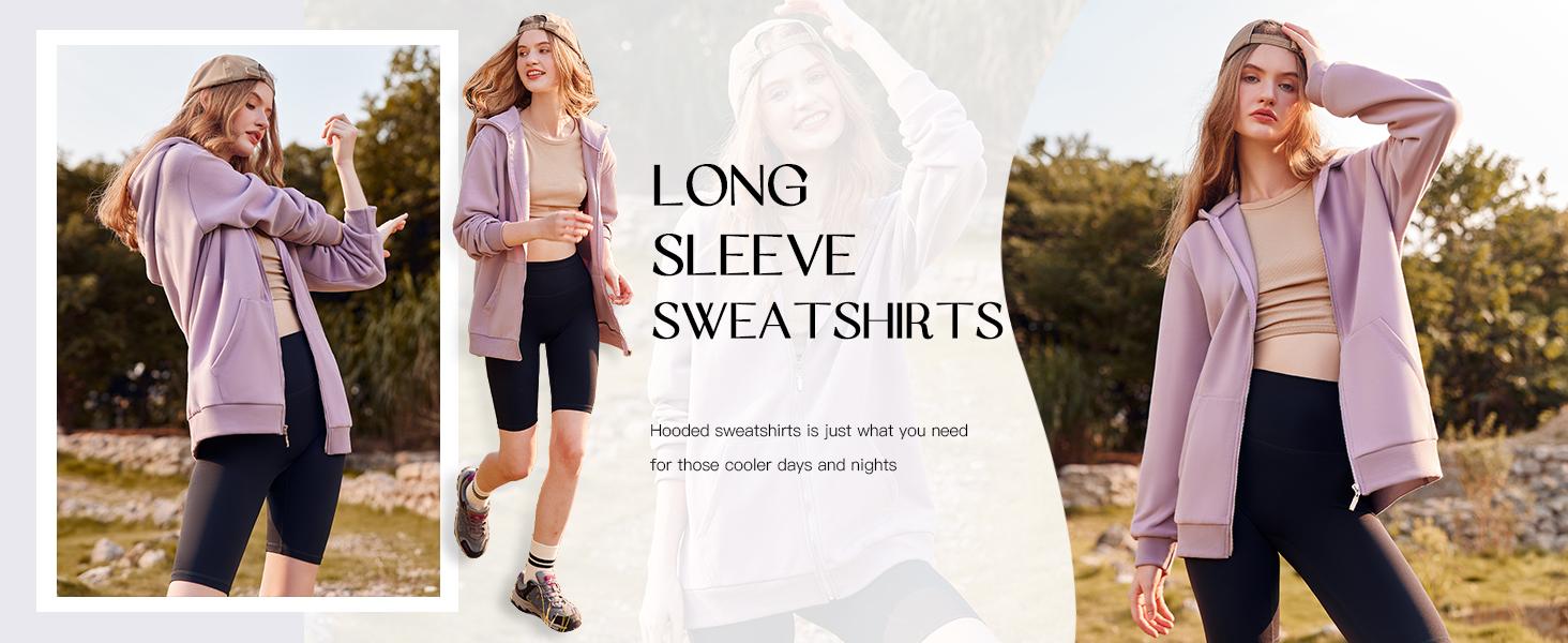 Yousify Women Casual Full Zip Up Plush Hoodie Comfy Loose Solid Sweatshirt Long Sleeve Jacket with Pockets