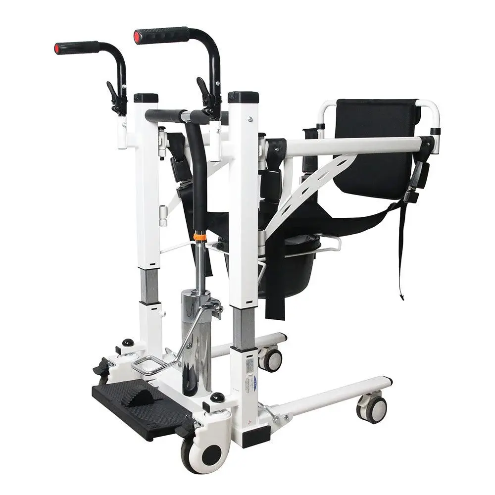 GARVEE Hydraulic Patient Transfer Lift Chair with Backrest and Commode, Adjustable Seat Height, Shower Chair, Elderly Lift-Assisted Bedside Toilet Chair for Home Use Multifunctional Transfer Wheelchair
