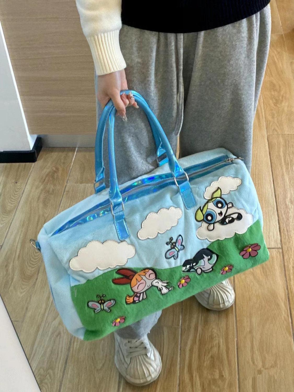 Large Capaci Plu Handbag Cartoon Animation Youthful Sle Soft Rabbit Fur Material Zipper Closure Casual Leisure Handbag