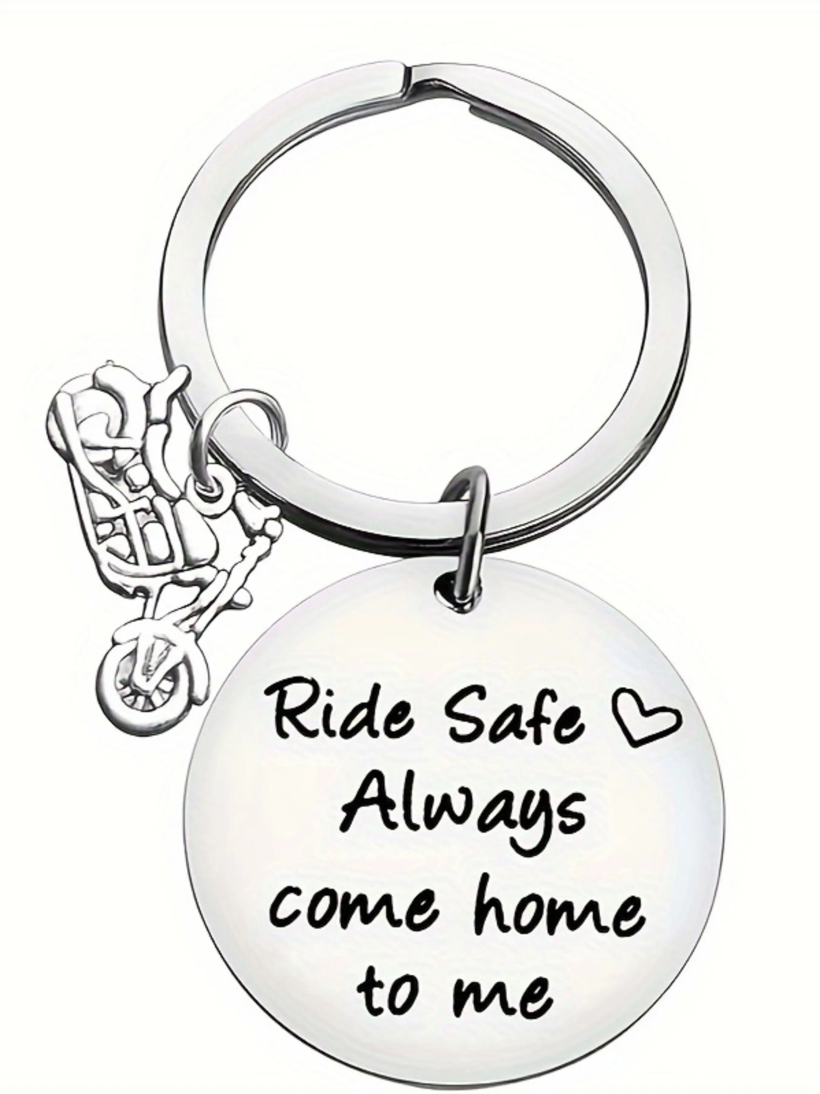 1Pc，Funny Motorcycle Gift Keychain, Safe Riding Keychain, Always Back Home Keychain, Motorcycle Enthusiast Gift, Husband, Son, Boyfriend Gift