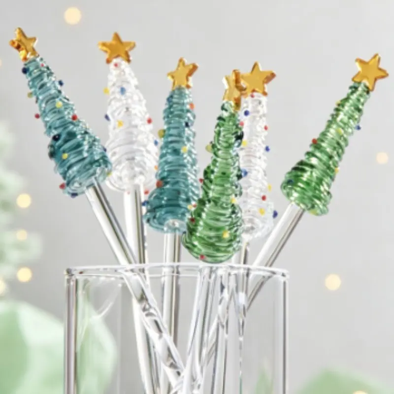 Christmas Gift Glass Spoon, High Borosilicate Food Grade Coffee Stirrer, Milk Tea Cocktail Stick, Elegant Beverage Accessory