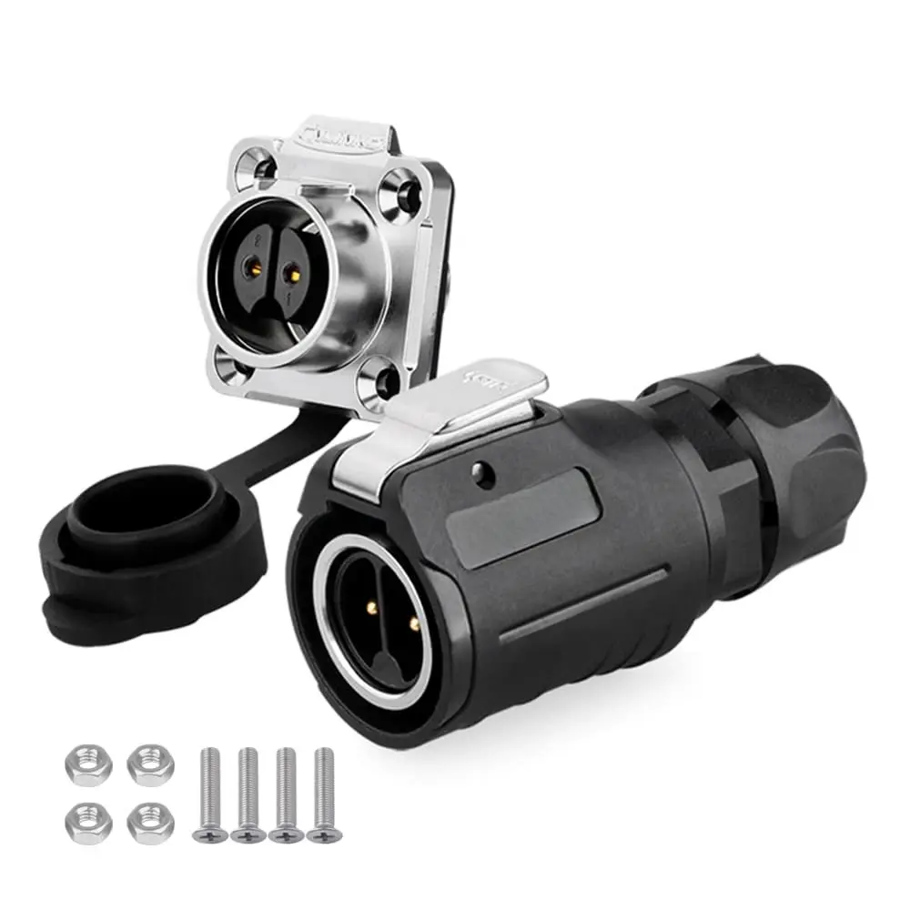2Pin Male Female Plug Socket Industrial  Power Connector, M16 10A  Circular din Connector, IP68 Connector Blind Mate Power Audio  connectors(2Pin)