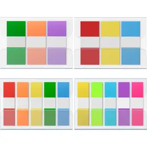 Sticky Tabs 400 count, 2 Sizes (1.77x0.79 in & 1.77x0.39 in) Fluorescent Pop Up Book Tabs, Adhesive Index Page Markers,  School Office Supplies, 4 -The-Go Dispensers (10 Colors)