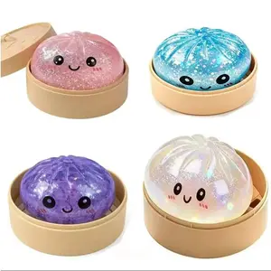 Glitter Dumpling Squishy with Box, Soft Sensory Squeeze Toy for Stress Relief, Mystery Glitter Dumplings, Decompression Dough