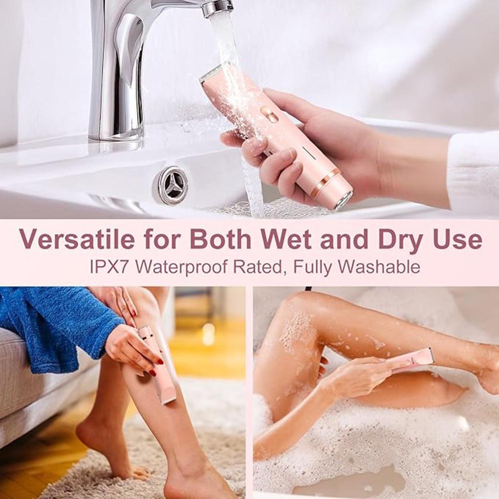 Summer Women's Electric Bikini Trimmer, Bikini Shaver, Rechargeable 2-In-1 Body & Facial Hair Remover, Waterproof Wet/dry Use, Christmas Gift