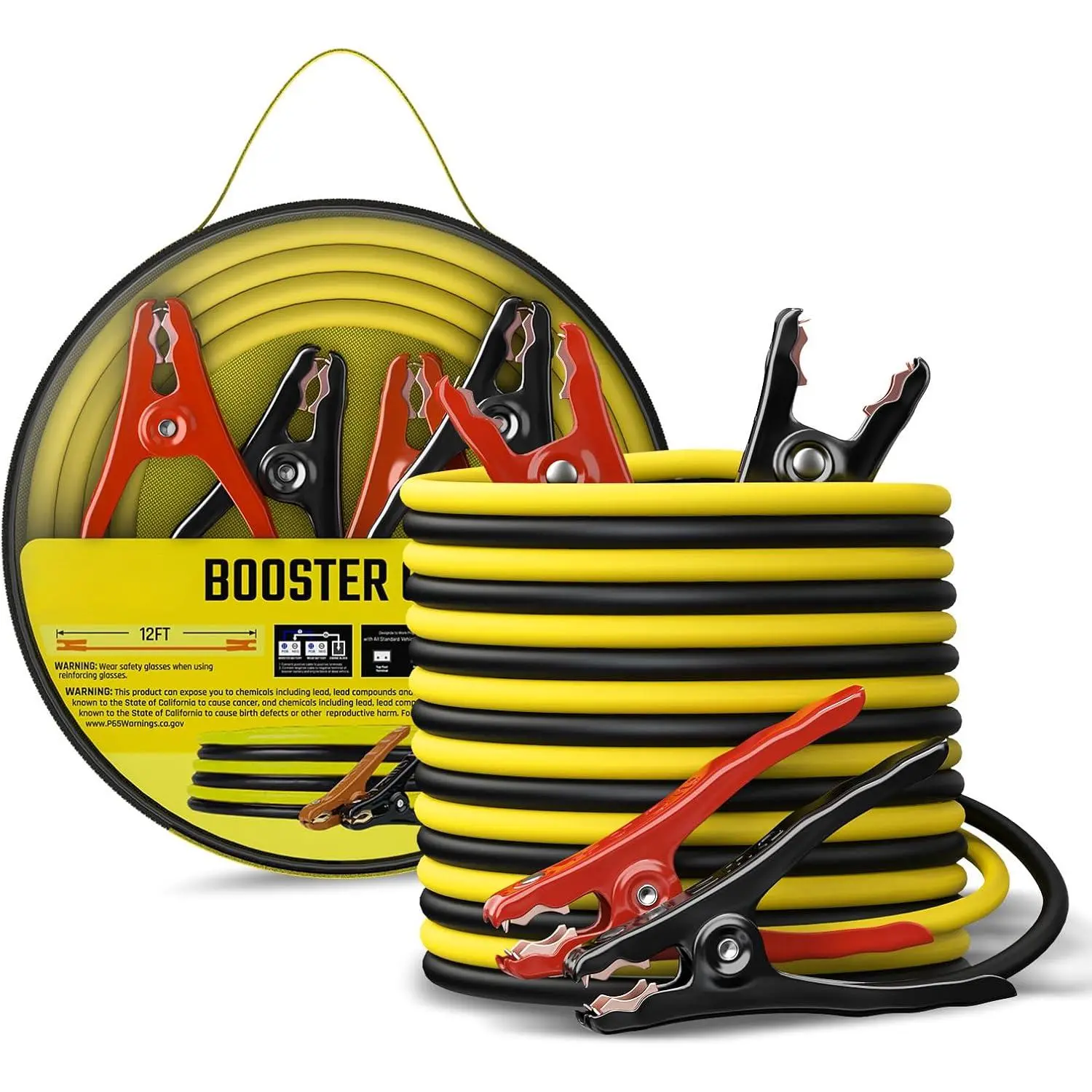 Jumper Cables for Car Battery, 8 Gauge 12 Feet Automotive Booster Cables, for Jump Starting Dead or Weak Batteries with Carry Bag