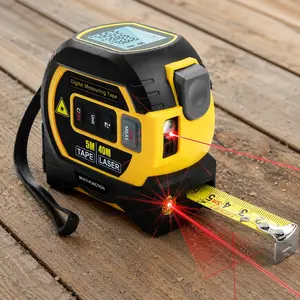 Digital Laser Tape Measure with High-Precision Rangefinder & Backlit LCD. Features Auto-Lock Tape, Multi-Unit Switching (Metric/Imperial). Ideal for Indoor/Outdoor Construction, Renovation & Professional Engineering, Smart Tape Measure