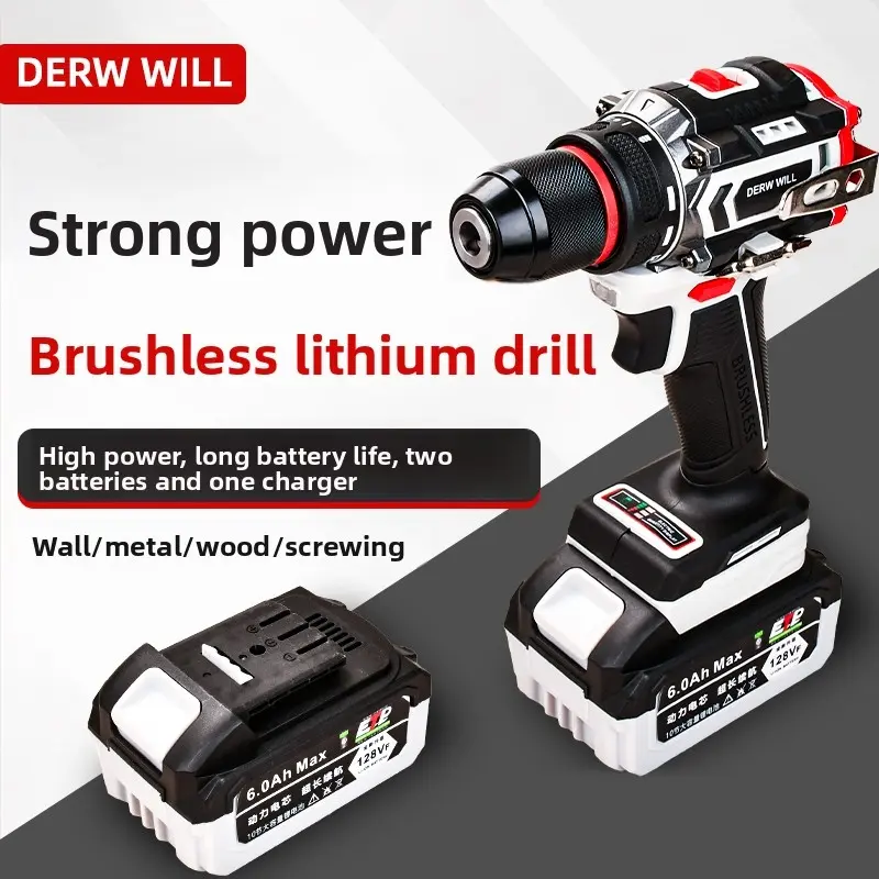 Power Tools Brushless Impact Drill Cordless Electric Screwdriver Multi-Function Hand Drill Rechargeable Lithium Drill