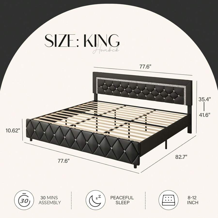 Upholstered Platform Bed Frame Twin Full Queen King Diamond Tufted Headboard Footboard No Box Spring Needed Multi-Color Multifunctional Murphy dog canopy Foldable Sofa metal loft trundle floor