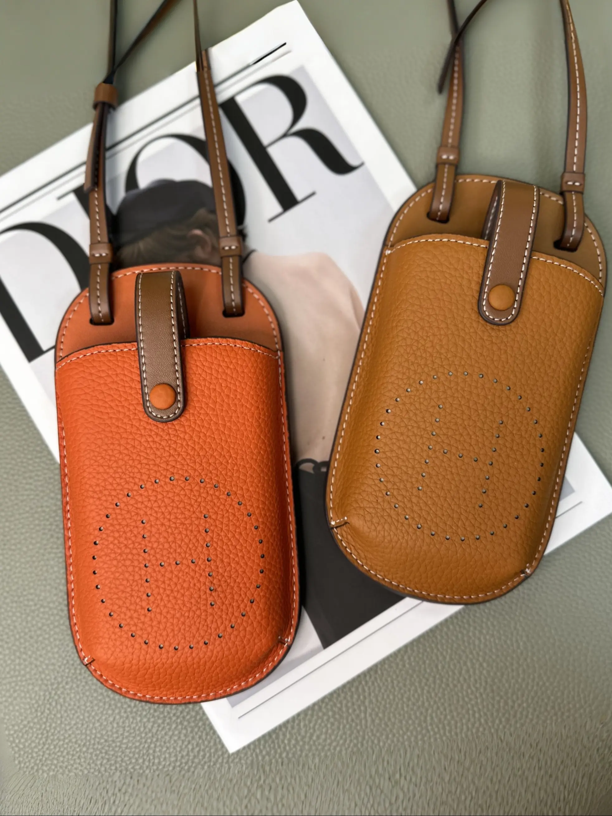 Fashion Leather Phone Crossbody Bag, Multiple Colors Available, Simple Versatile Small Shoulder Bag, Real Leather Feel Portable Phone Pouch