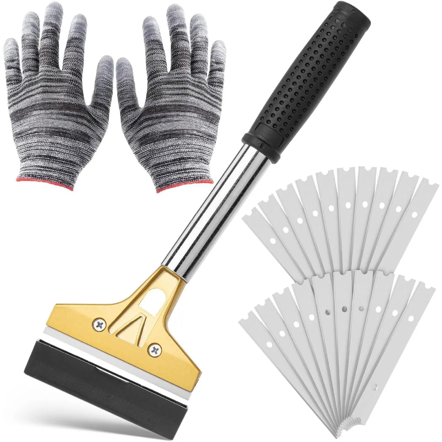 - Razor  Scraper Tool, 4 Inch, Floor Razor Scraper Tool with 20 Extra Carbon Steel  and a Pair of Safety Gloves
