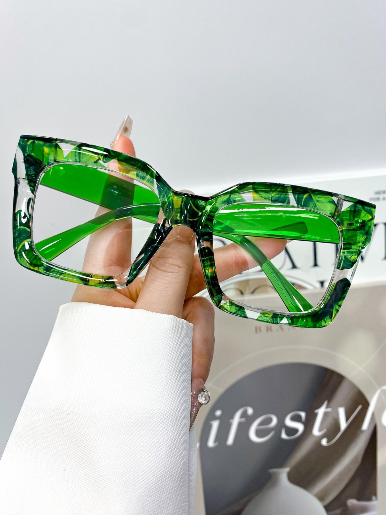 New Classic Bohemian Large Frame Square Fashion Mirror, High-Quality Multi-Color Trendy Street Style Square Frames Glasses for Men & Women Daily Wear Stylish Trendy Eyewear