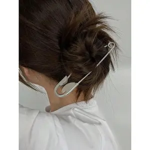 Metal Safety Pin Hair Clip, Casual Versatile Hair Accessory for Women & Girls, Minimalist Hair Clip for Messy Bun Hair Back of Head Suitable for Thick Hair