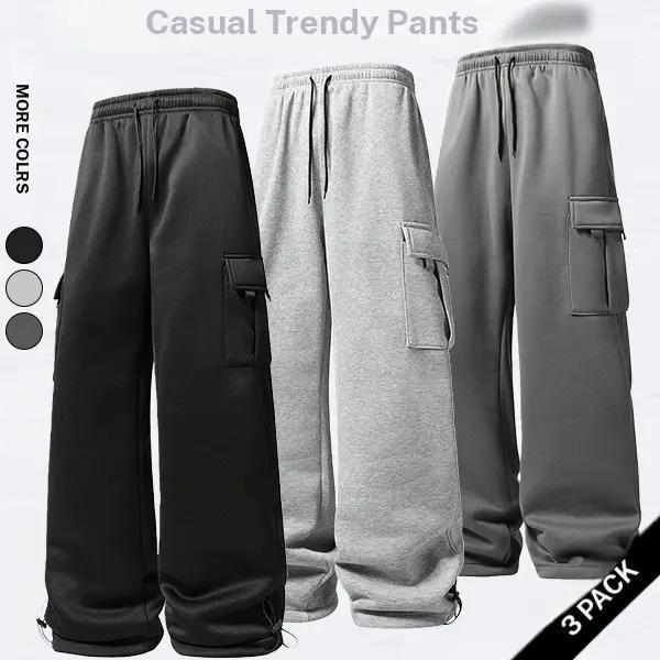 Men's solid color loose waist straight pants, casual loose pocket drawstring design, comfortable for daily wear, suitable for autumn and winter wear, commuting, sports fitness, street wear Both thick and thin versions are available for purchase. SpringSta