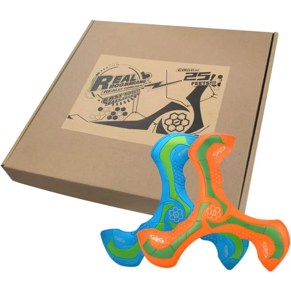 Soft Foam Boomerang Orange & Blue Easy Throw True Return Safe Eco-Friendly Outdoor Fun Gift for Teens & All Ages 0.07lb 9.1in