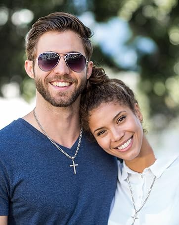 Besteel Silver Crucifix Pendant Necklace  for Women - Men's Sterling Silver Crucifix Necklace charm with Stainless Steel Rope Chain Catholic Baptism Jesus Cross Necklace Jewelry mens