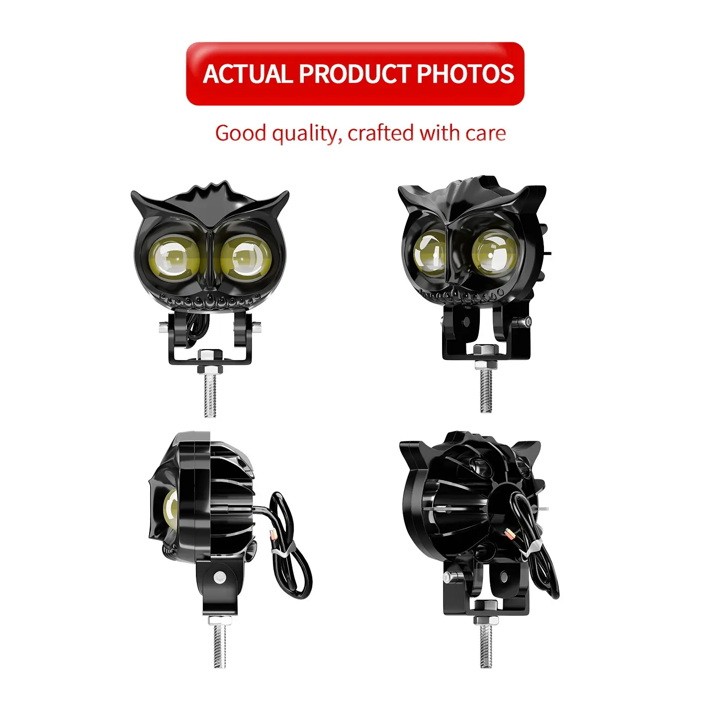 Owl-shaped lens model, motorcycle LED modification headlights, dual-color super bright high/low beam, off-road modification lights, suitable for vehicle, truck, SUV, off-road vehicle driving lighting, car headlamps, LED motorcycle headlights
