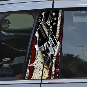 2PCS Gun Bullets Car Stickers Auto B Pillar Waterproof Center Column Decoration Cover Scratches Sunscreen Vinyl DIY Door Decals