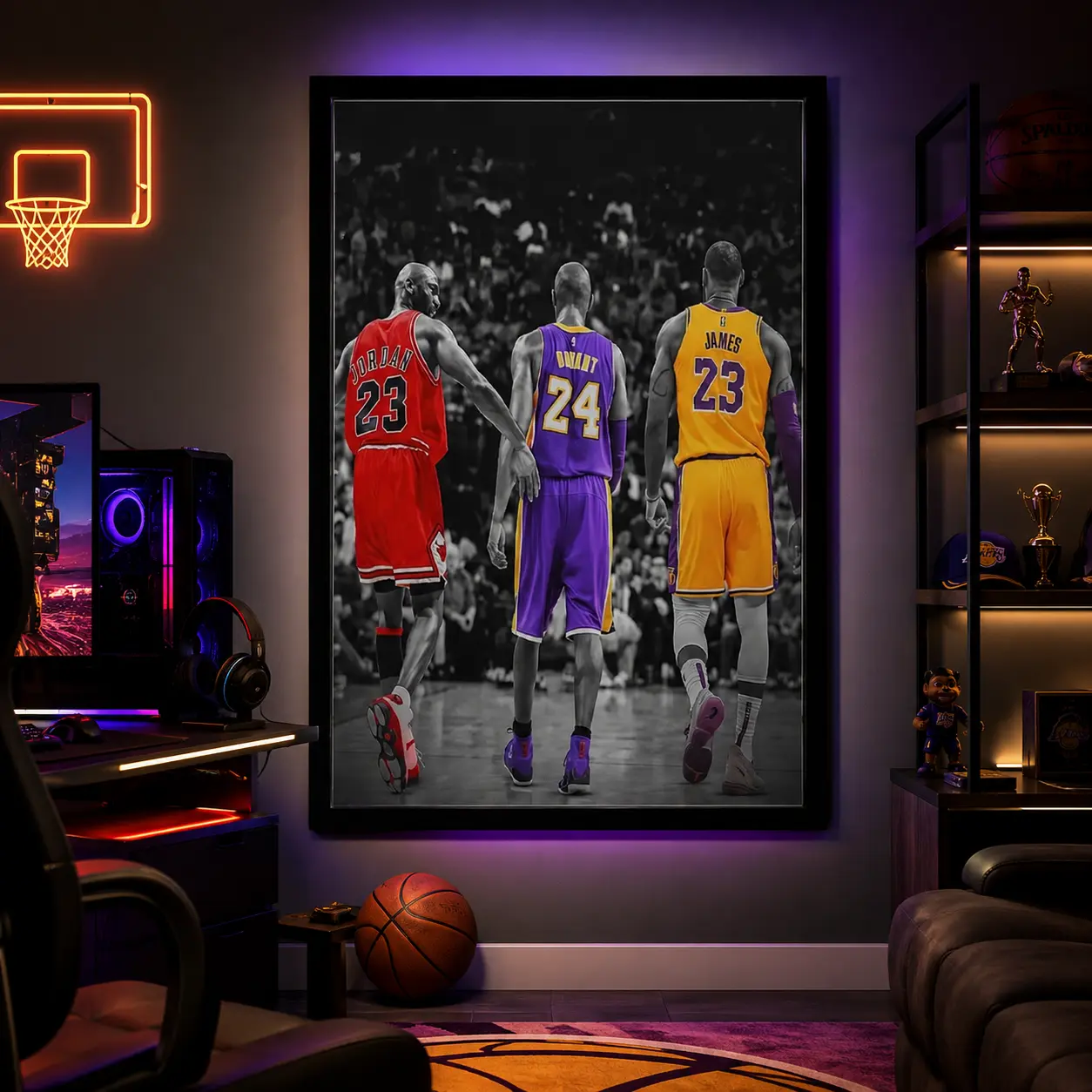 Jordan Kobe And Lebron Poster, Basketball Poster Decor Artwork Ornaments Wall Decoration Print Room Artistic Photo, Canvas Wall Art, Framed Canvas, Basketball Wall Decor, Man Cave Decor, Wall Decor for Men, Sports Fan Gift, Posters Room Decor, Gift