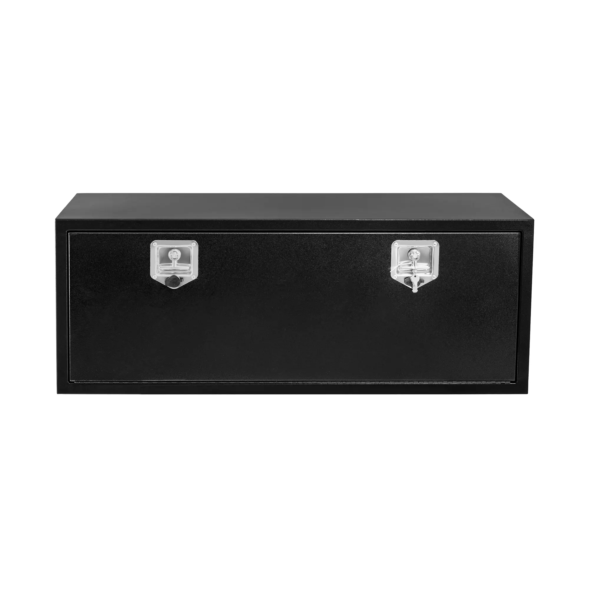 Heavy Duty Underbody Truck Tool Box, Black Steel Storage Chest for Pickup Trailer RV, Weatherproof Lockable, Space Saving Bottom Mount, Professional Grade