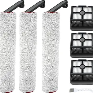 Replacement Brush Roller and Filter for Dreame H12 Pro, H12 Dual, G10 Pro Cordless Wet Dry Vacuum Cleaner, Replacement Parts Kit Include 3 Filters Replacement, 3 Brush Rollers，1 Cleaner Brushes, Efficient Maintenance Cleaning