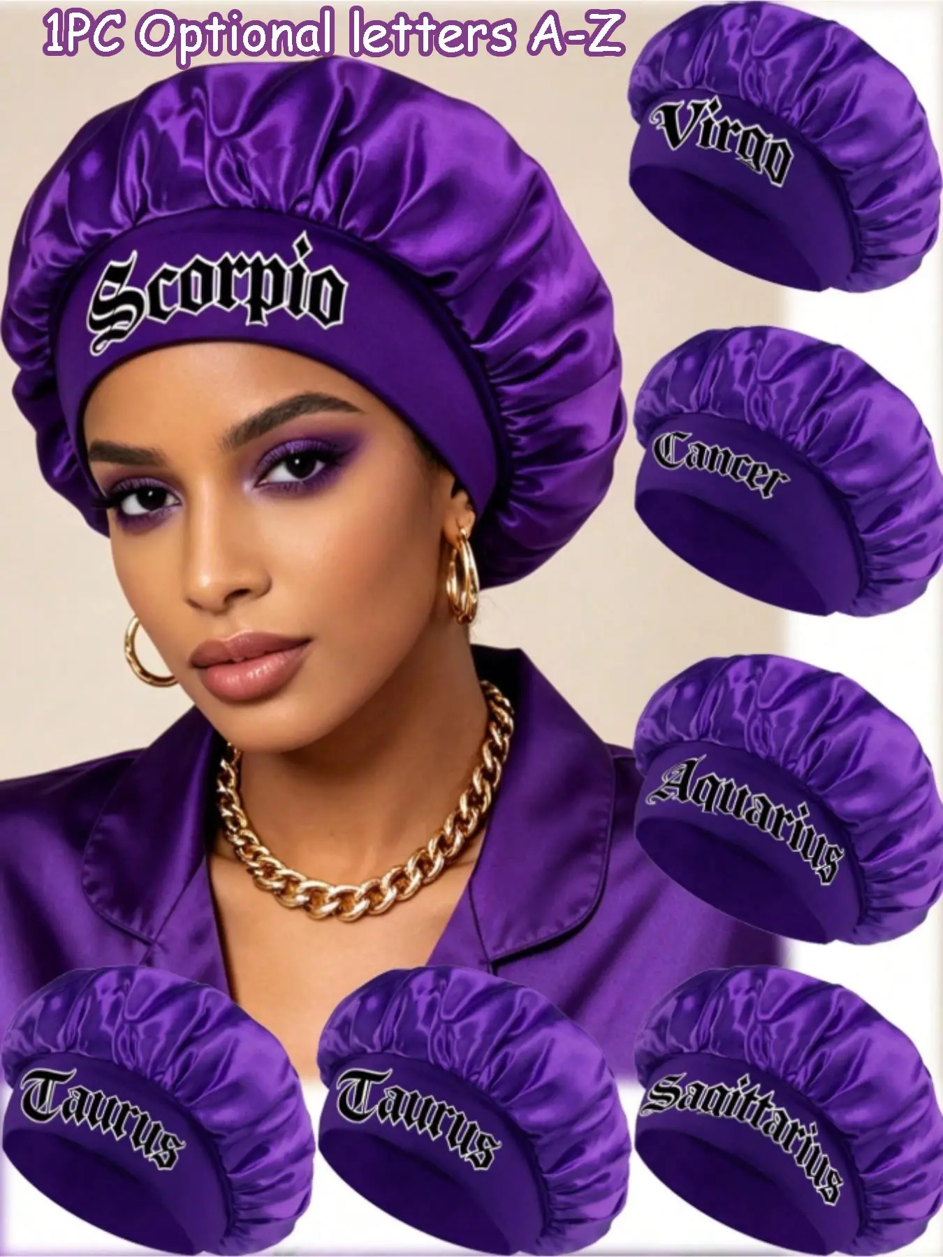 12 Constellations Smooth Satin Daily Hair Care Sleep Cap, Sleeping Bonnet, Lightweight & Breathable, Hair Protection & Friction Reduction, Anti-Frizz, Anti-Tangle, Unisex Hat, Sleep Bonnets