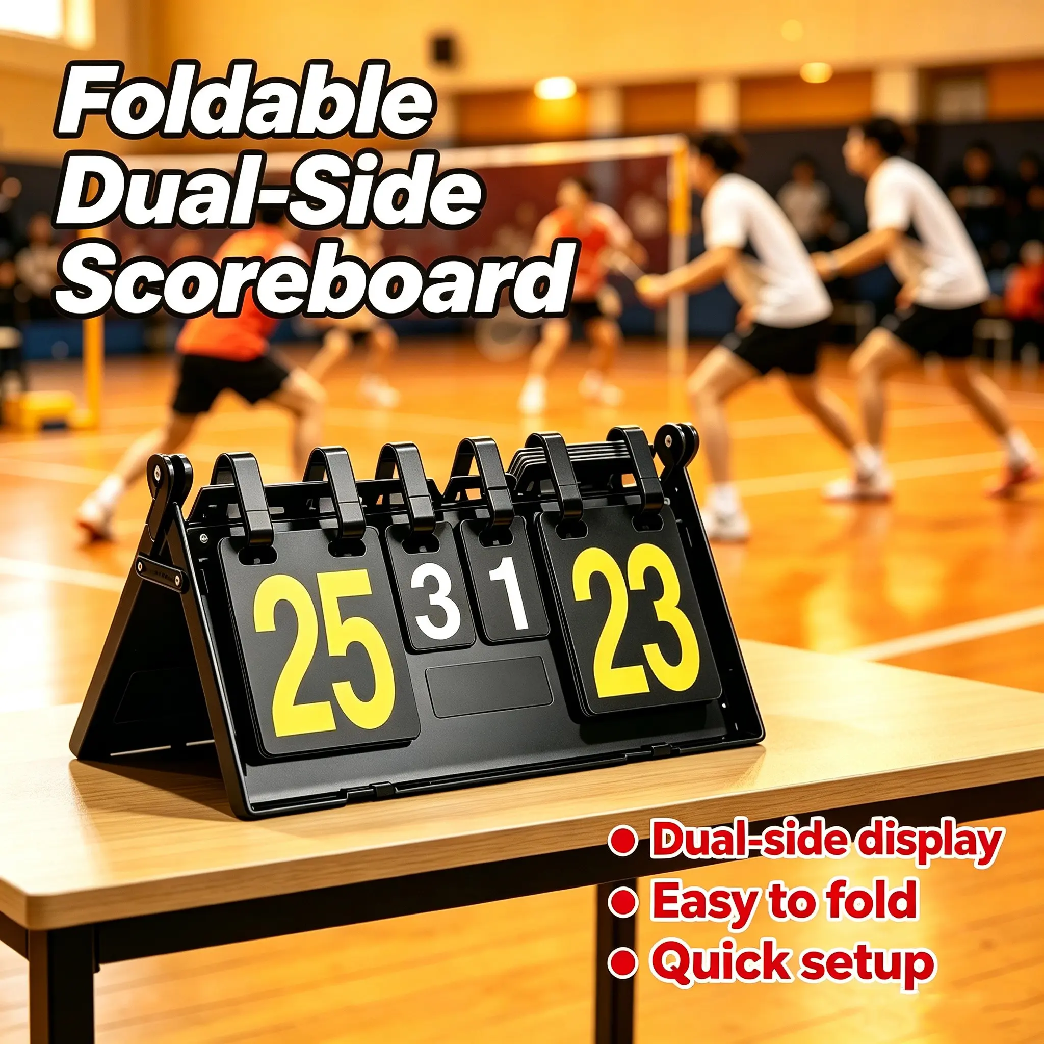 Portable Foldable Dual-Sided Scoreboard, Basketball Game Scoring Device, Lightweight and Compact, Ideal for Training and Home Use