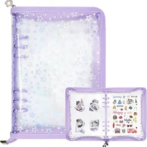 ticker Storage Organizer, Sticker Organizer Binder Reusable Sticker Book Collecting Album A5 Sticker Collecting Book Sticker Album Holder with Blank Release Paper, Tweezer & Spatula
