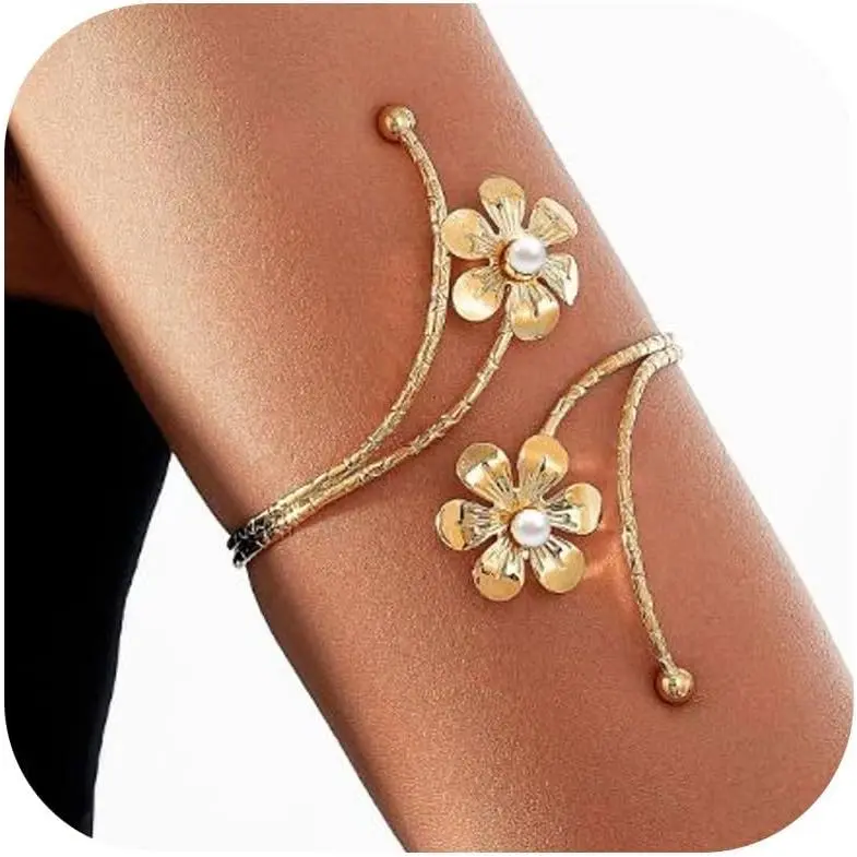 Arm Cuff Flower for Women Colorful Upper Arm Bracelet  Adjustable | Arm Cuffs,Flower Arm  upper arm bracelet,Fairy arm cuff,wrist cuff, Halloween costume for women,arm bracelet upper arm