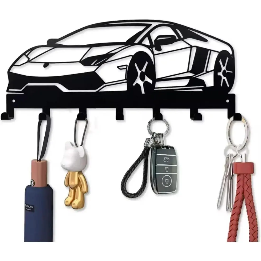 Car Design Wall Mounted Key Holder, 1 Count Metal Key Hanger, Decorative Entryway Storage Rack Shelf with Hook for Car Keys, Fashionable Office Home Organization Display