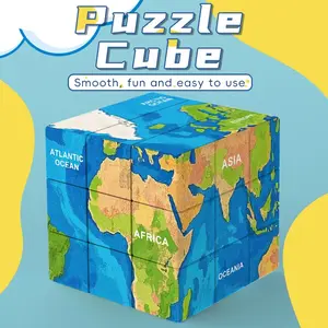 3x3 Map Cube Puzzle, Hand-Drawn Magic Cube for Teens and Adults, Mystery Game, Party Activity Gift, Birthday Present, Christmas Gift, Rubikscube
