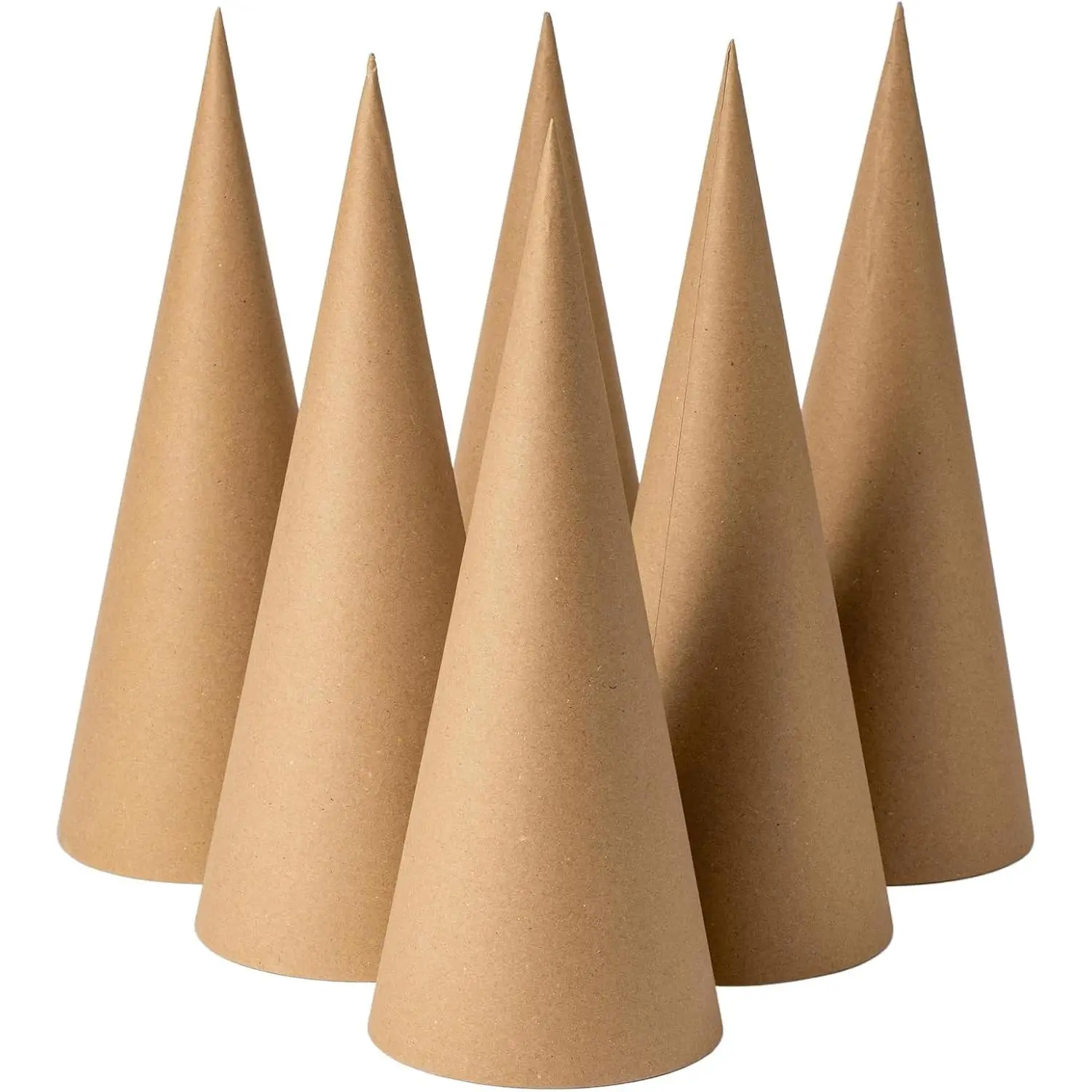 6PCS Paper Mache Cones Open Bottom 13.75x5 in, Paper Cone for DIY Art Projects, Christmas Gnomes, Christmas Tree, Christmas hat, Halloween Decorations, Crafts and Holiday Decor, Brown