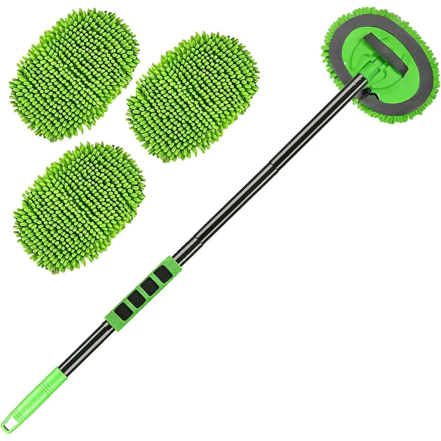 62'' Long Handle Microfiber Car Wash Brush Kit - Scratch-Free Mop Mitt Kit for Detail Cleaning of RV, SUV, Boat