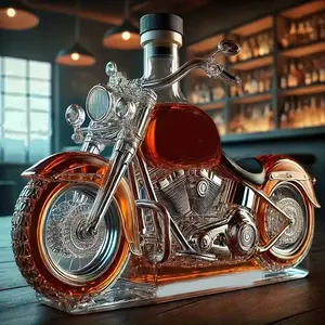 Novelty glass whiskey bottle design, hand-blown high borosilicate glass with lifelike details. Black airtight cap, perfect for unique wine storage and display – ideal for collectors or bar décor. Party drinkware.