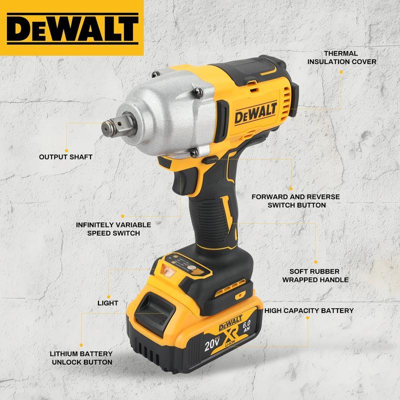 DEWALT DCF900 Impact Wrench 1/2" Inch High Torque 10.8V~18V Brushless Cordless with Hog Ring Anvil Dewalt Power Tools Bare Machine Battery Charger