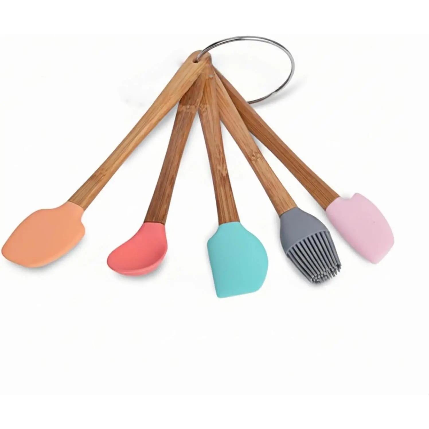 Mini Spatula,Small Spatulas for Kitchen Use,Rubber Scraper Heat Resistant  Spatula Set Non-Stick Baking Utensils For Baking,Cooking & Stir - Handle (5 Colorful)