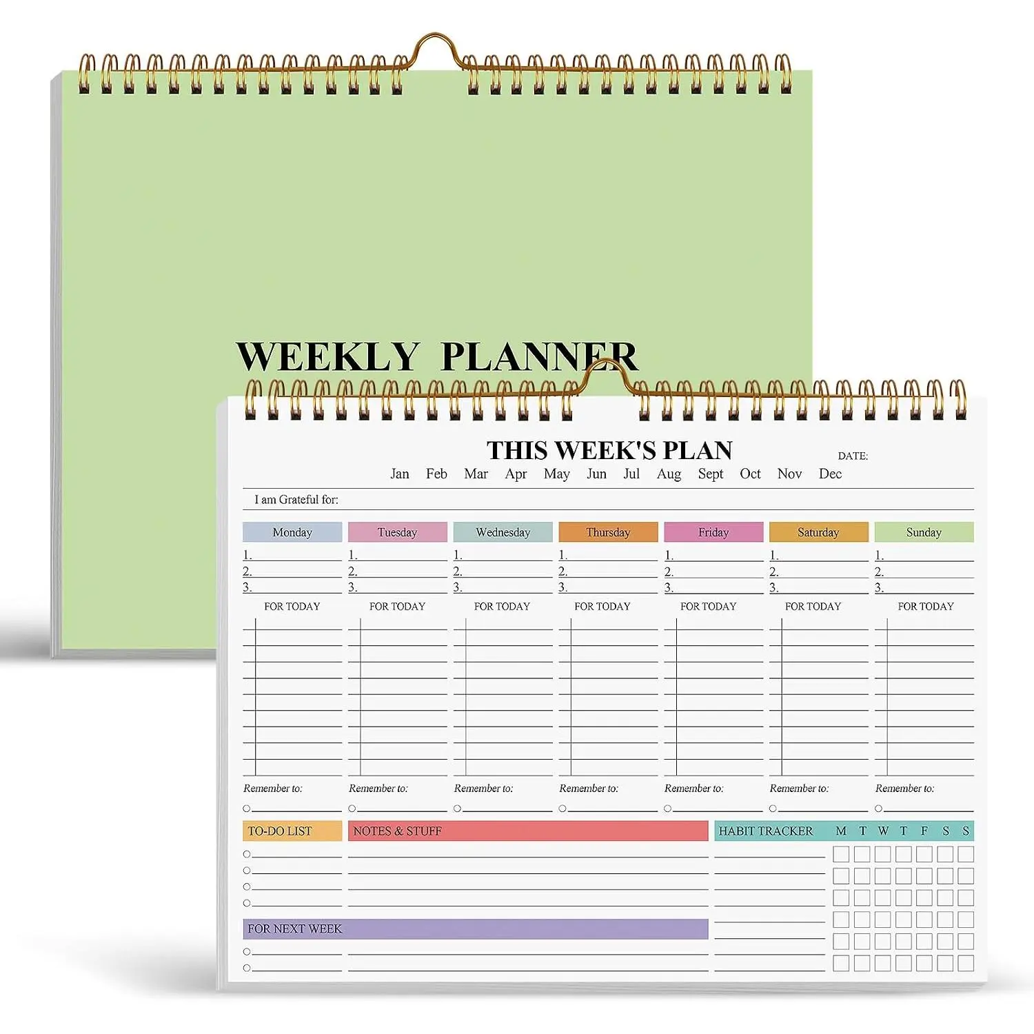 Weekly  Notepad, Weekly Planner Pad with 52  Off Sheets, 8.5 x 11 Inches Desk Planner for Work, Desk Weekly Planner for Women & Man (Green)