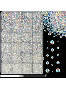 a boxNaked AB handmade resin rhinestones, 2-6mm mixed sizes, heat-free flat-back gems, sparkling crystals, suitable for DIY crafts, clothing, mugs, shoes, fabrics, and nail art decoration