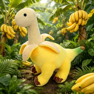 Peeled Banana Brontosaurus Plush Toy, Soft Fruit Dino Stuffed Animal Doll, Cuddly Stuffed Animals, Fun Gift for Kids, Cute Dinosaur Plushie for Children