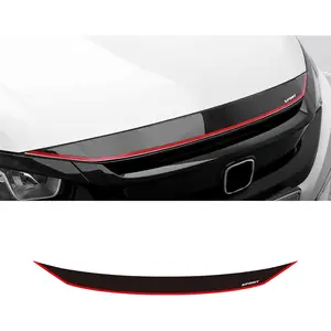 BETTERHUMZ Car Carbon Fiber Pattern PVC Decor Sticker Compatible with 10th Gen Honda Civic 2017-2021 Front Bumper Body Side Personalized Stripes Decal Accessories (Style A, Bright Black)