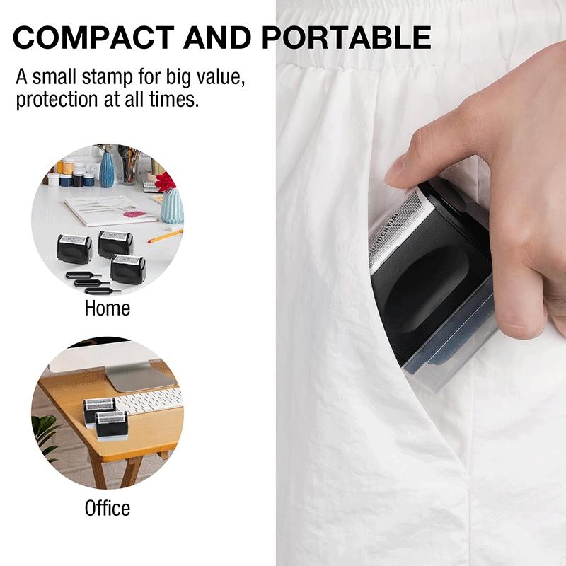 Identity Theft Protection Roller Stamp Set, 2-Pack with 4 Refills, Blocks ID & Address Info, Essential for Home & Office Security