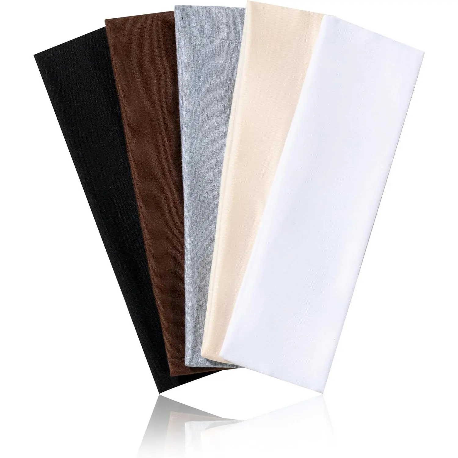 5 count Headbands for Women Non Slip, 5 Colors  Bands for Women's Hair. Soft  Cloth Stretchy Thick Headbands for Running, Yoga, and Exercise