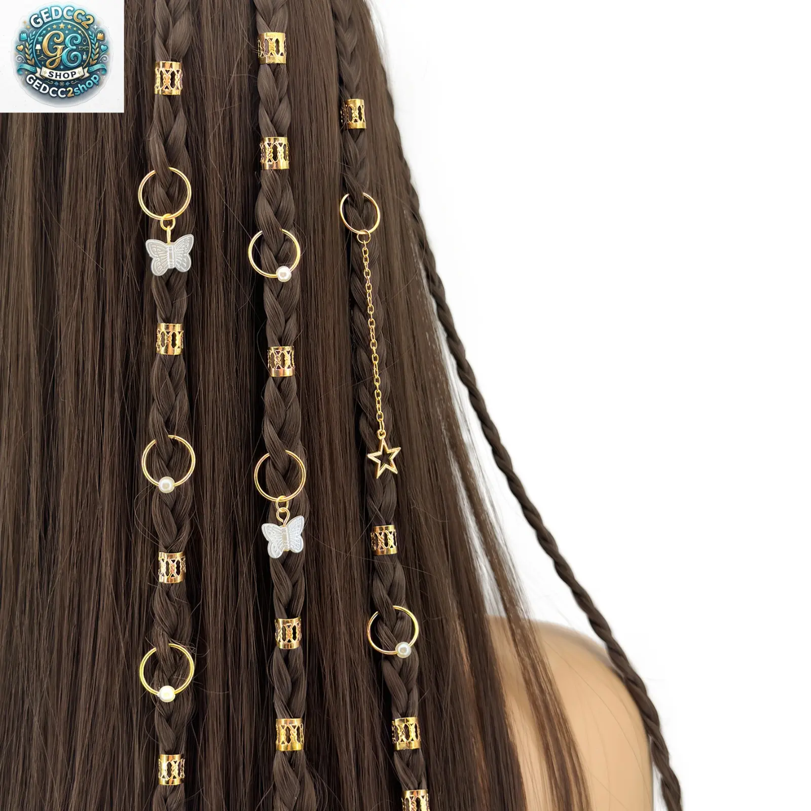 28PCS Butterfly Hair Rings, Y2K Braiding Hair Accessories for Women, Metal Hair Cuffs for Braids, Dreadlocks & Festival Hairstyles