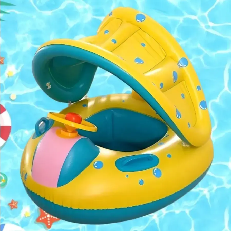 Swimming Ring, Cute Inflatable Swimming Circle, Thickened Inflatable Pool Float with Sunshade for Beach Floaties